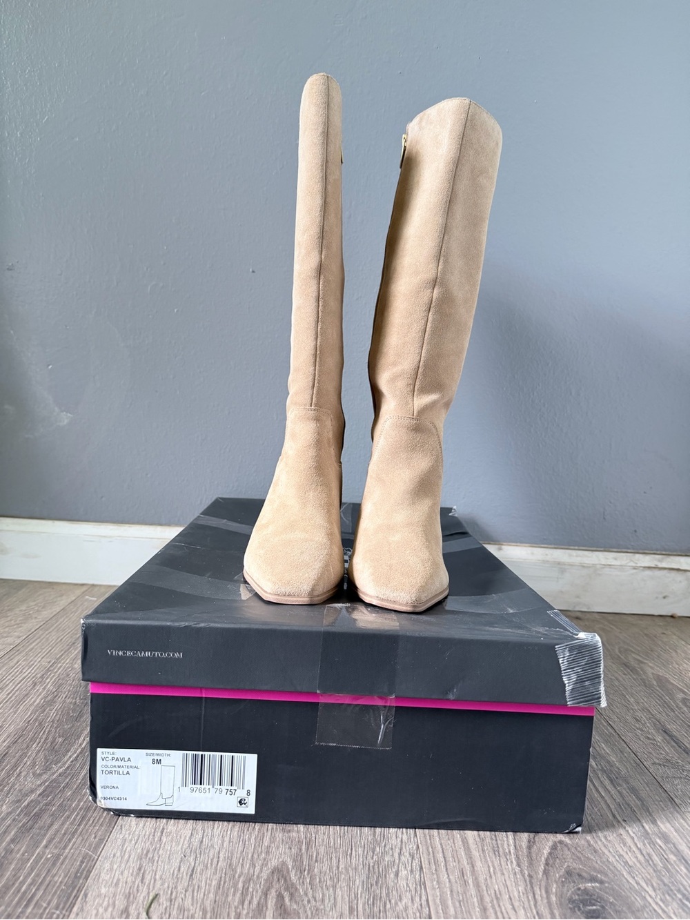 Vince Camuto Over-the-Knee Suede Boots in Light Tan size 8
